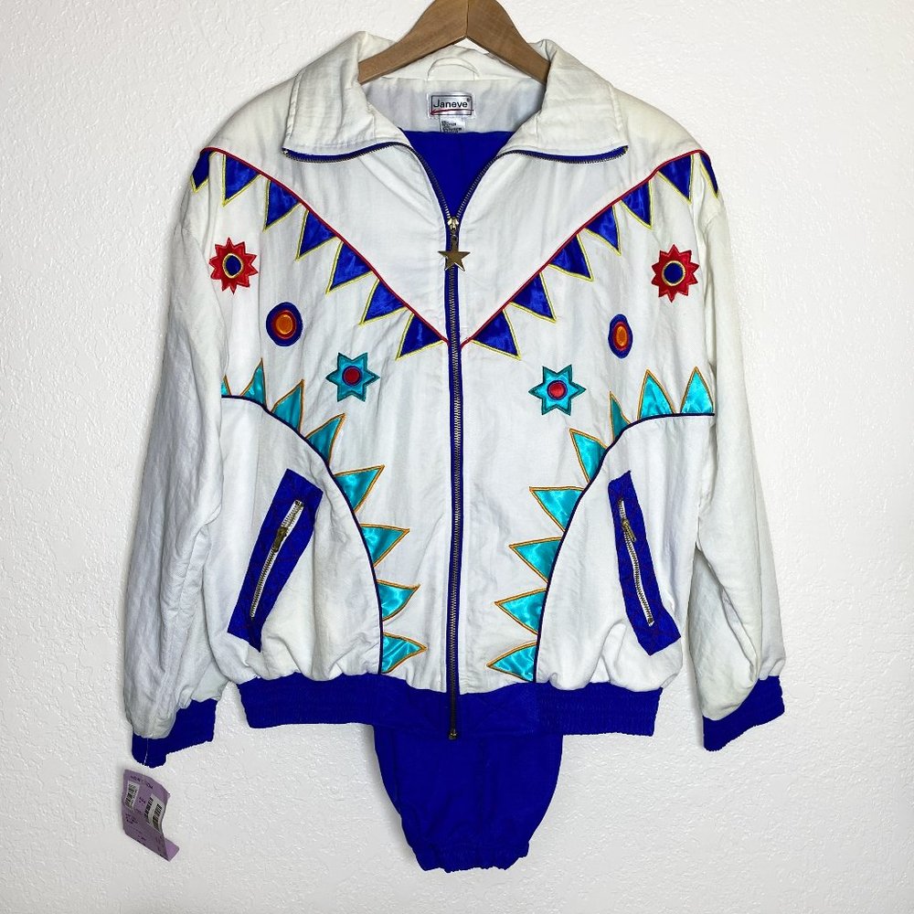 NWT VINTAGE Track Suite Janeve 1980s Southwestern Embroidered Women’s Size PL